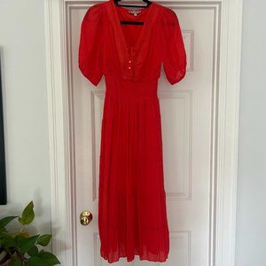 J. Gee Red Tiered Maxi Dress; Size M